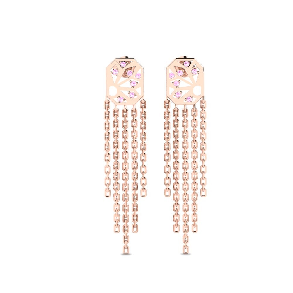 14k Oro Rosa Zafiro Rosado Pendiente de mujer Koupe