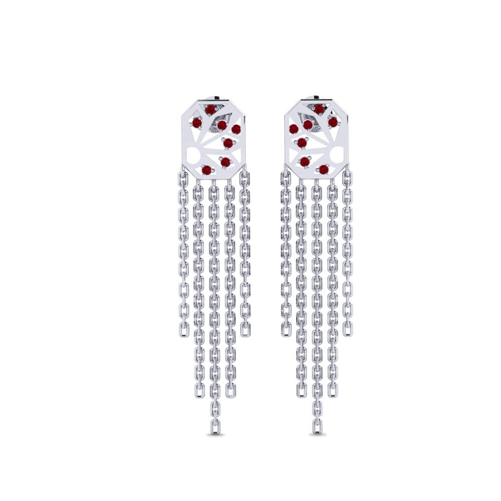 White Silver Red Zirconia Women's Earring Koupe