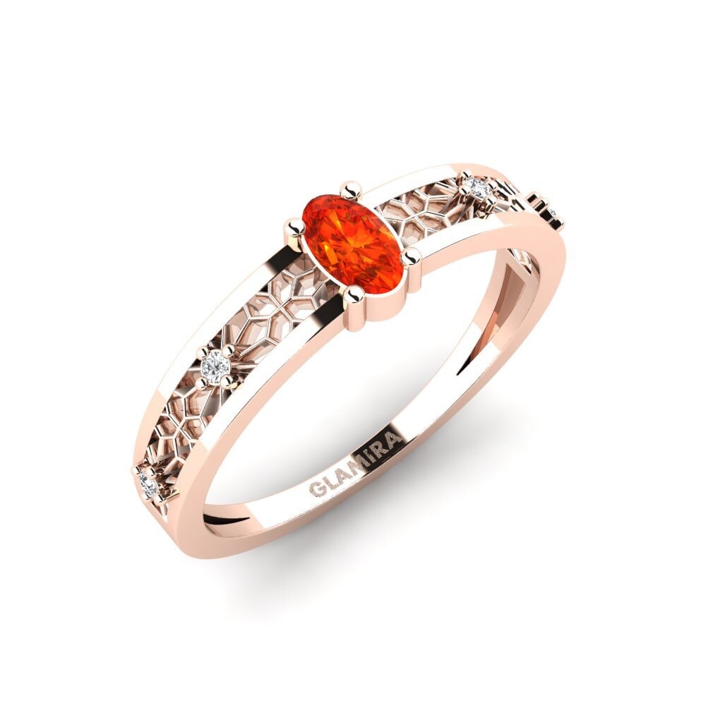 14ct Rose Gold Orange Sapphire Ring Kumotori