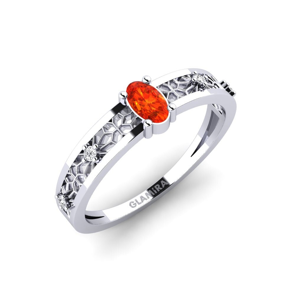 9ct White Gold Orange Sapphire Ring Kumotori