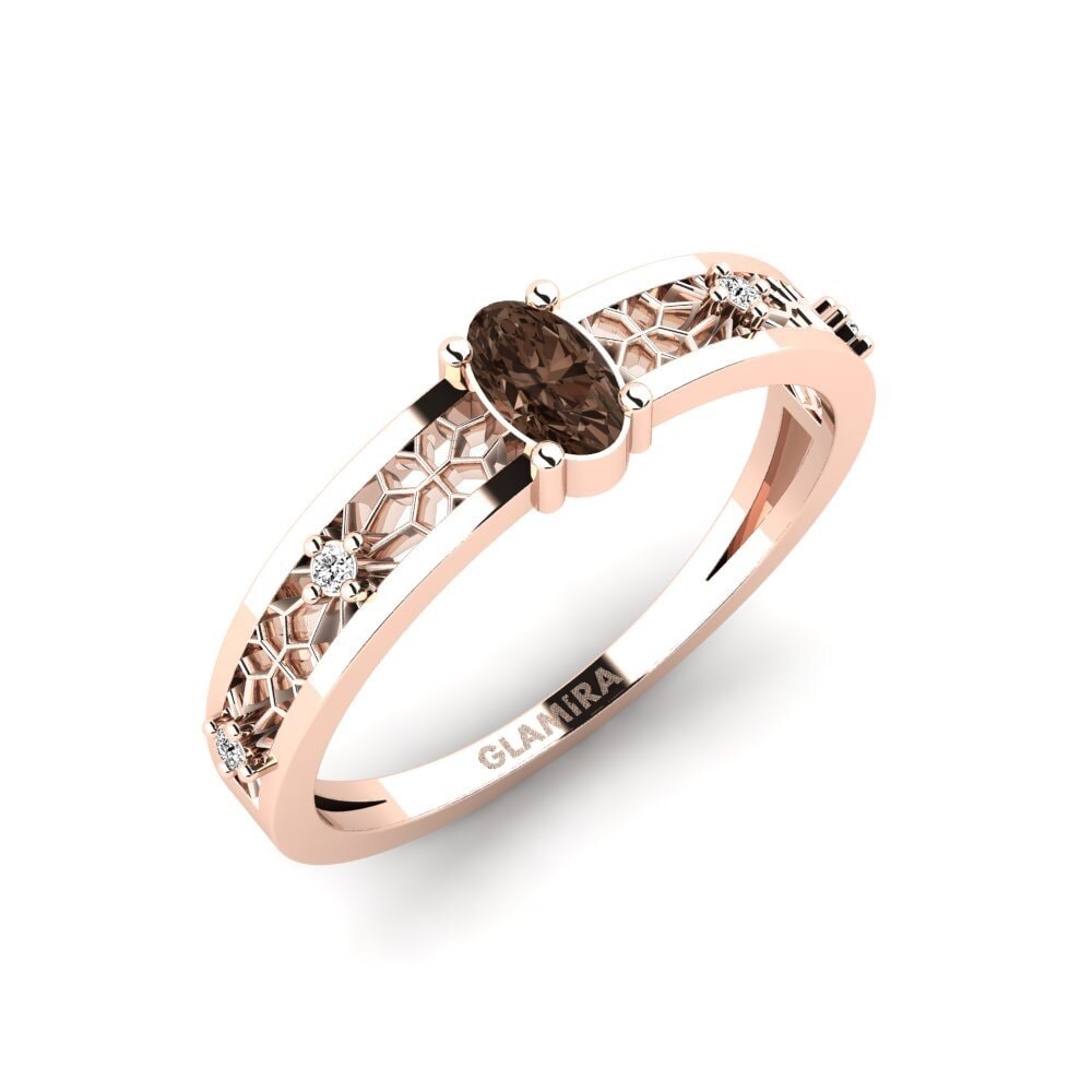 14ct Rose Gold Smoky Quartz Ring Kumotori