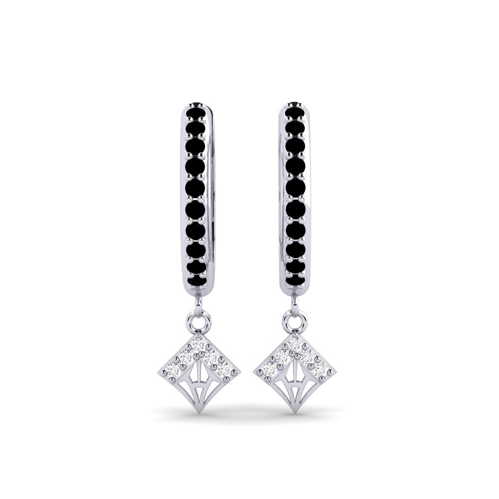 White Silver Black Sapphire Women's Earring Kuvio