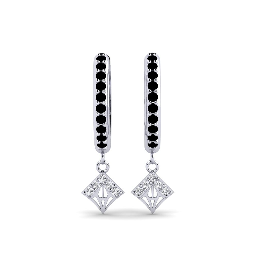 Plata 925 Diamante Negro Pendiente de mujer Kuvio