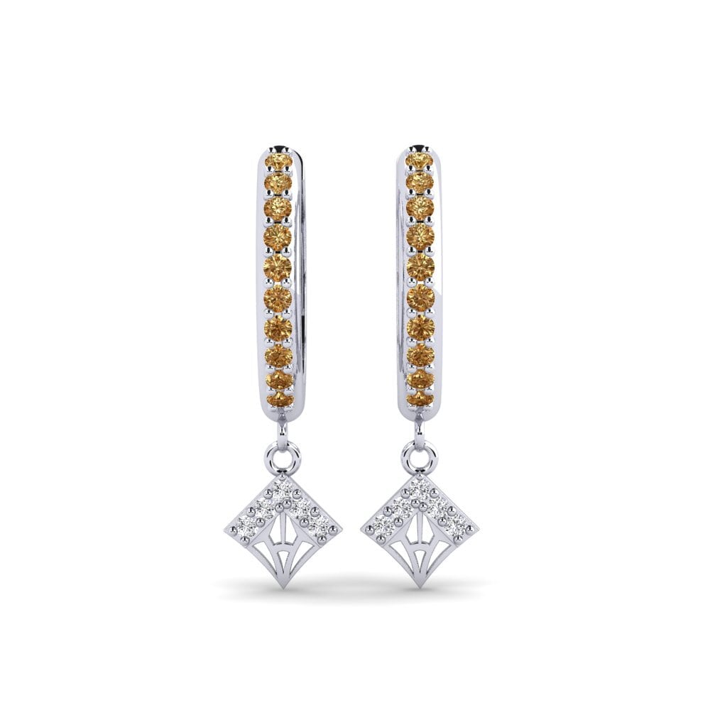 14k Oro Blanco Diamante café Pendiente de mujer Kuvio
