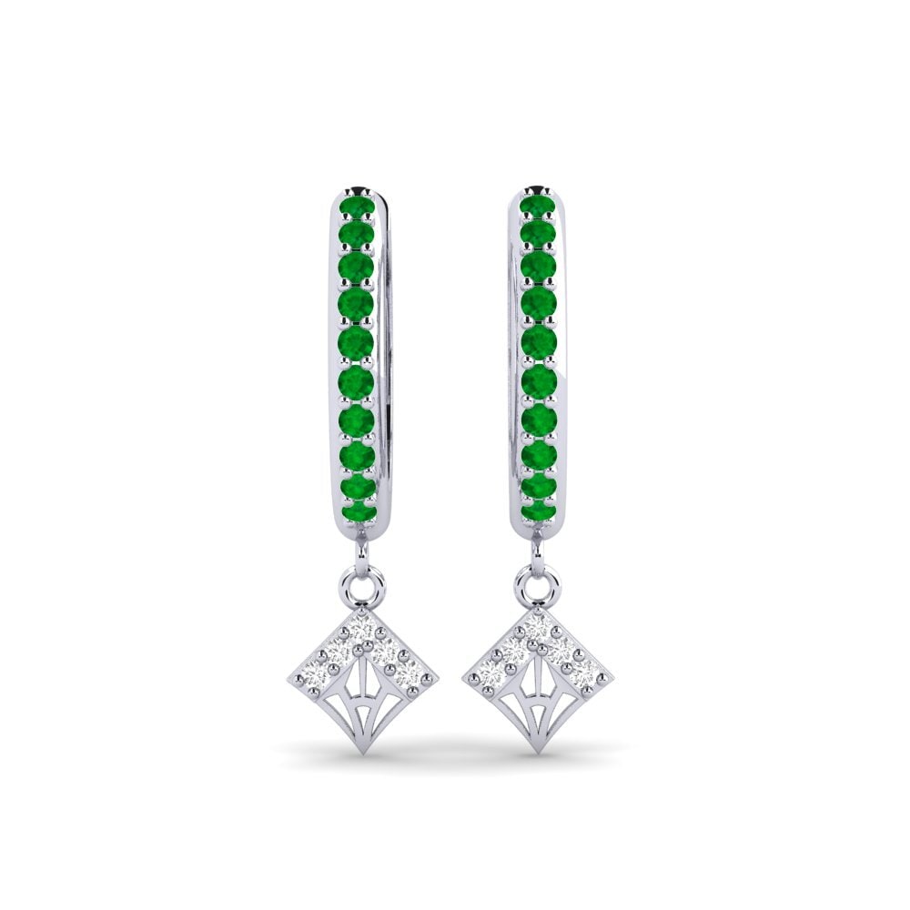 Plata 925 Esmeralda Pendiente de mujer Kuvio