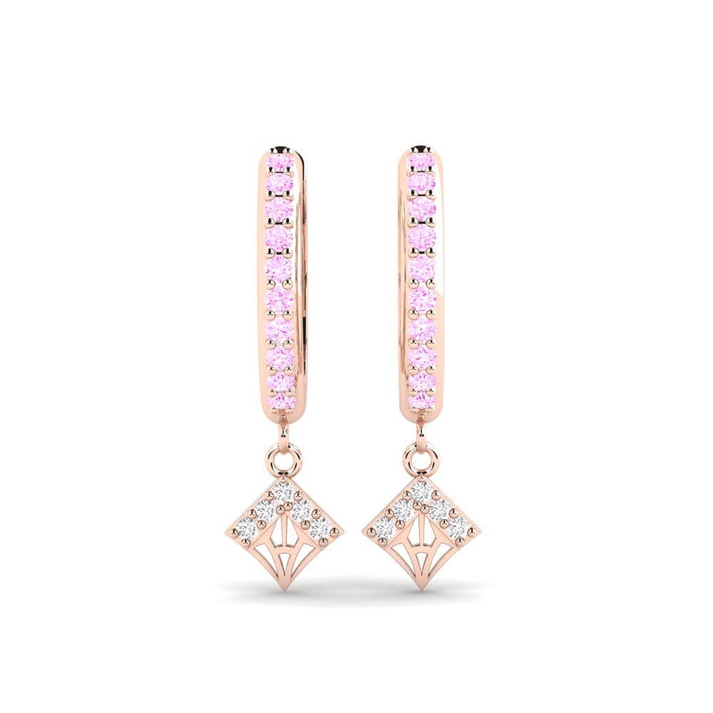 14k Oro Rosa Zafiro Rosado Pendiente de mujer Kuvio