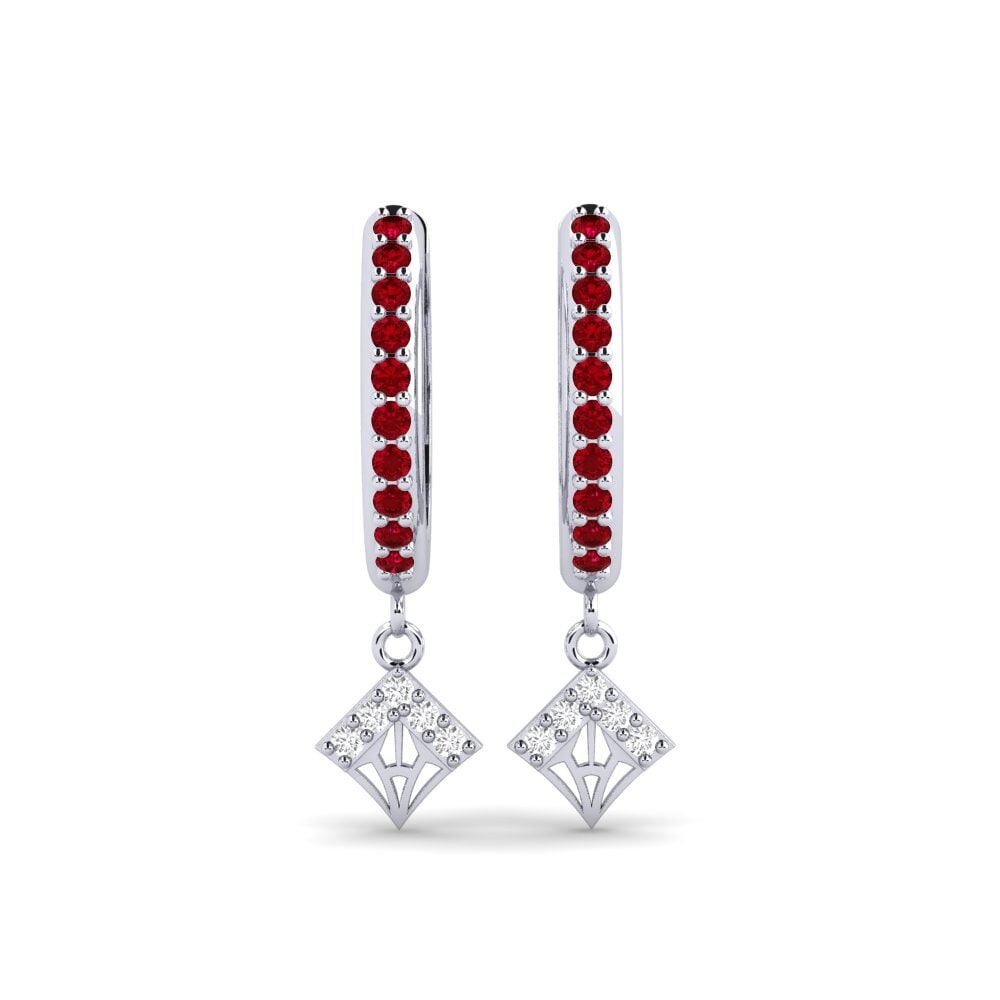 White Silver Red Zirconia Women's Earring Kuvio