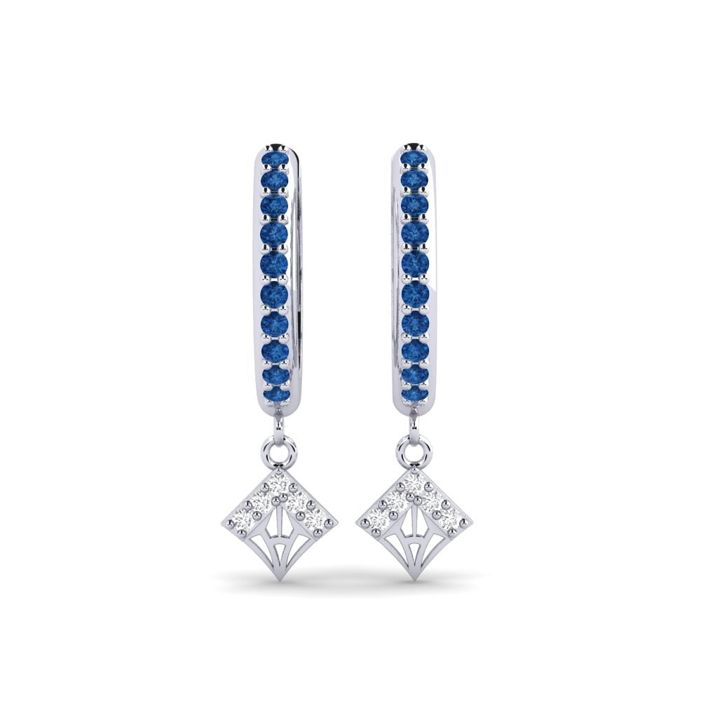 White Silver Dark Blue Zirconia Women's Earring Kuvio