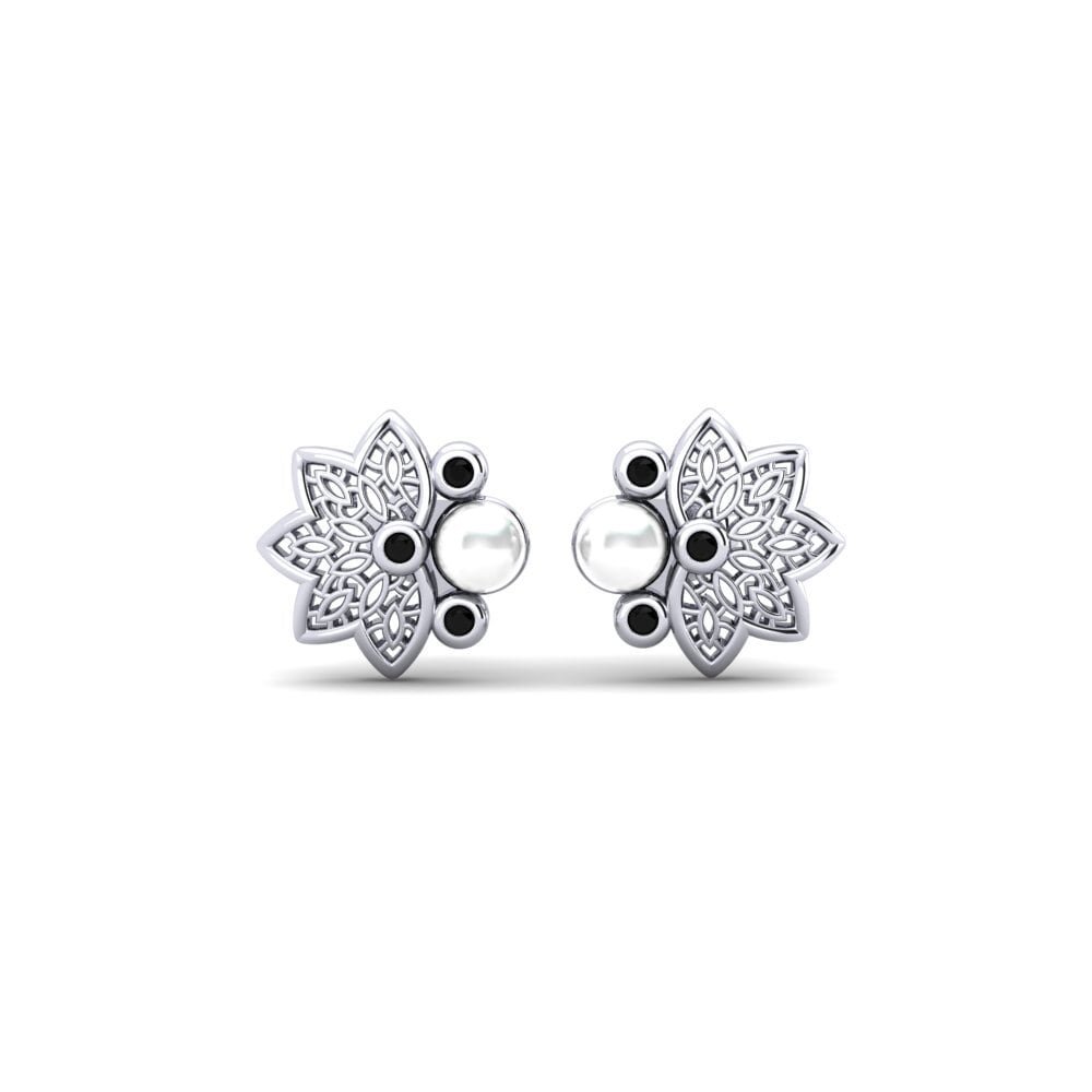 14ct White Gold Black Diamond Women's Earring Lastmakar