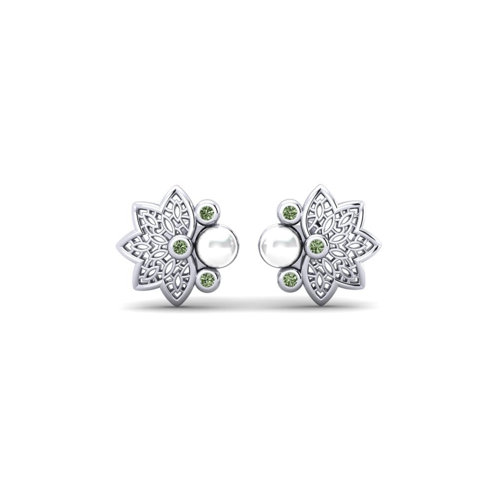 White Silver Green Diamond Women's Earring Lastmakar