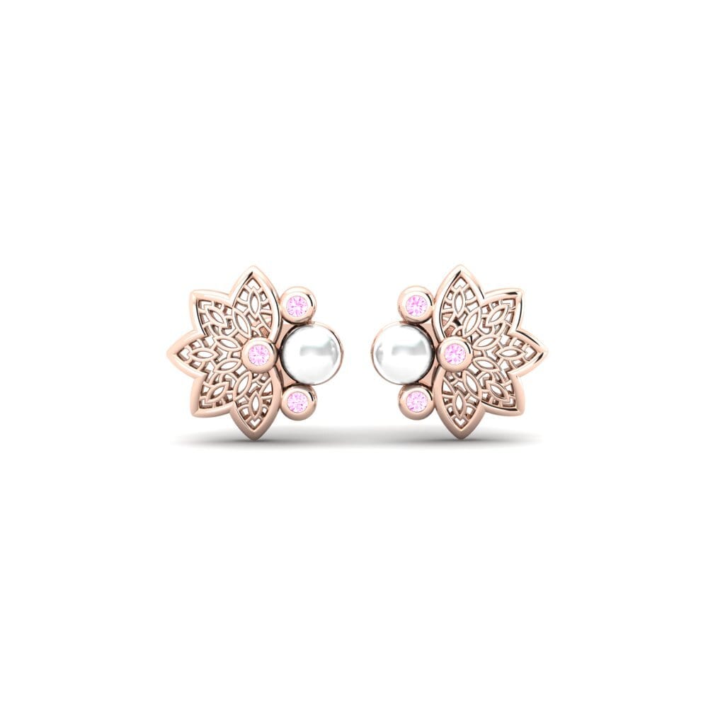 14k Oro Rosa Zafiro Rosado Pendiente de mujer Lastmakar