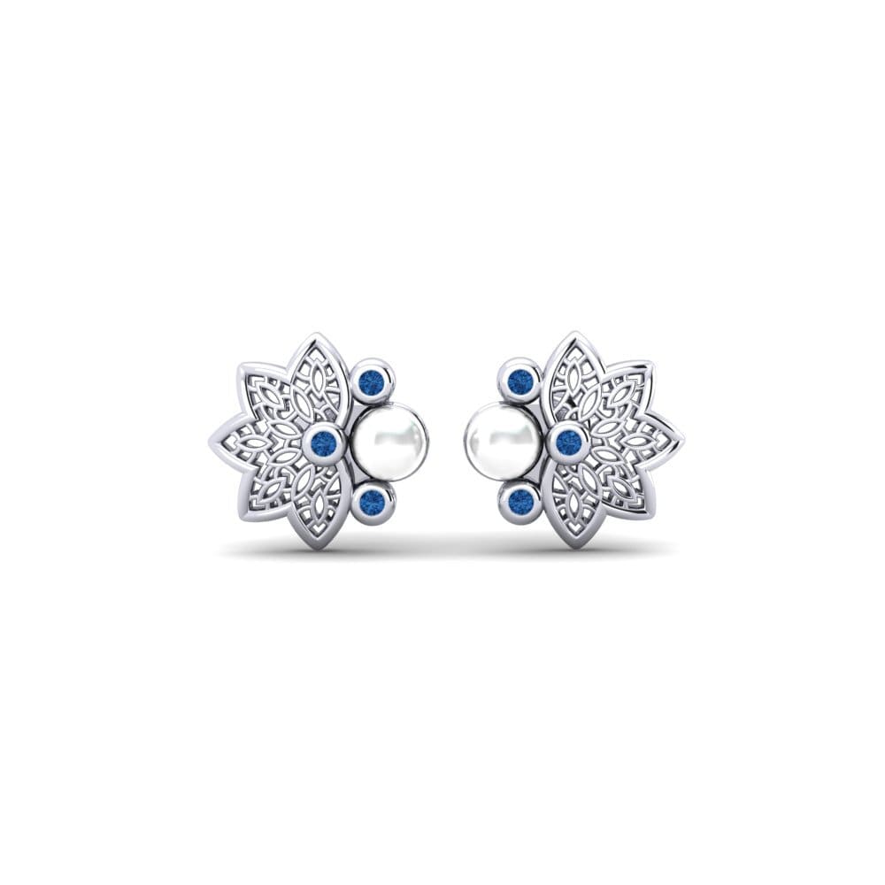 White Silver Dark Blue Zirconia Women's Earring Lastmakar