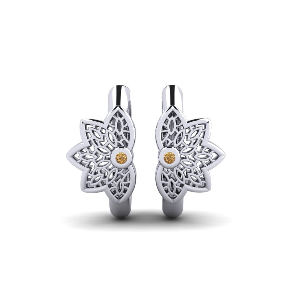14k Oro Blanco Diamante café Pendiente de mujer Celsiusgatan