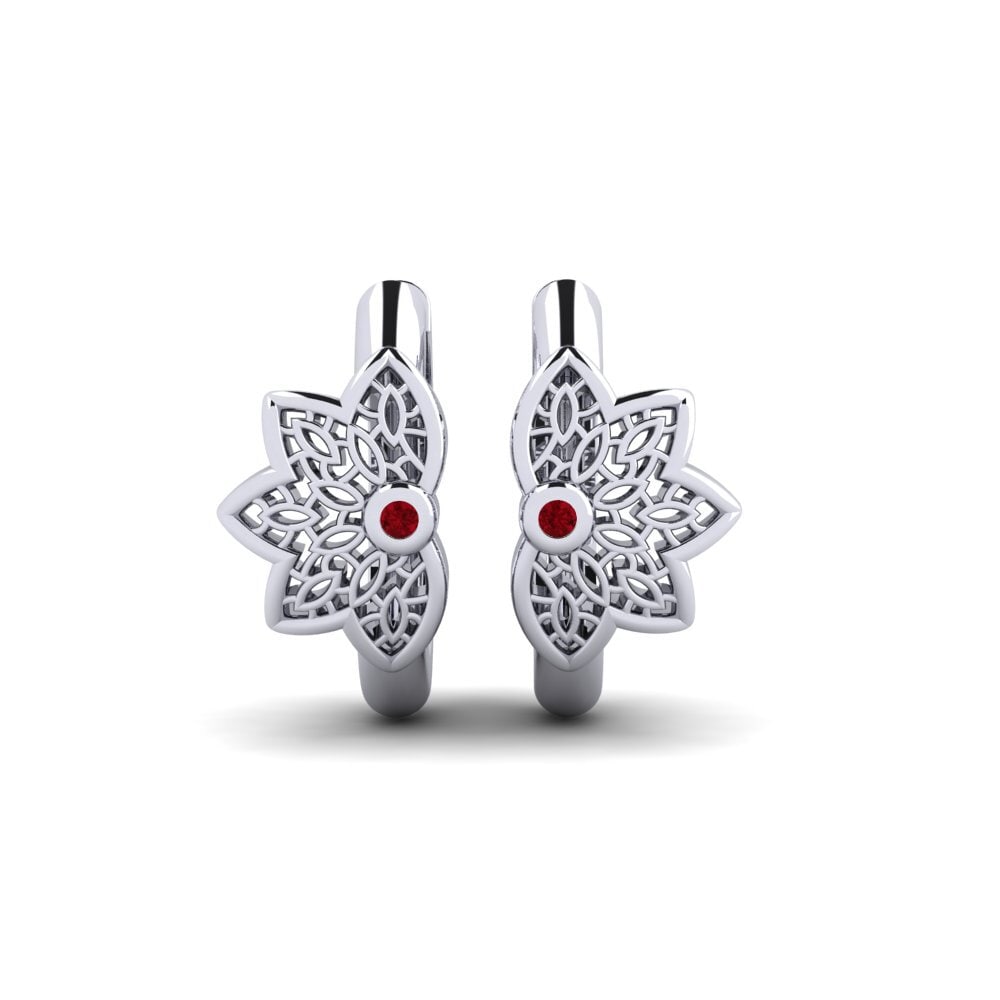 White Silver Red Zirconia Women's Earring Celsiusgatan