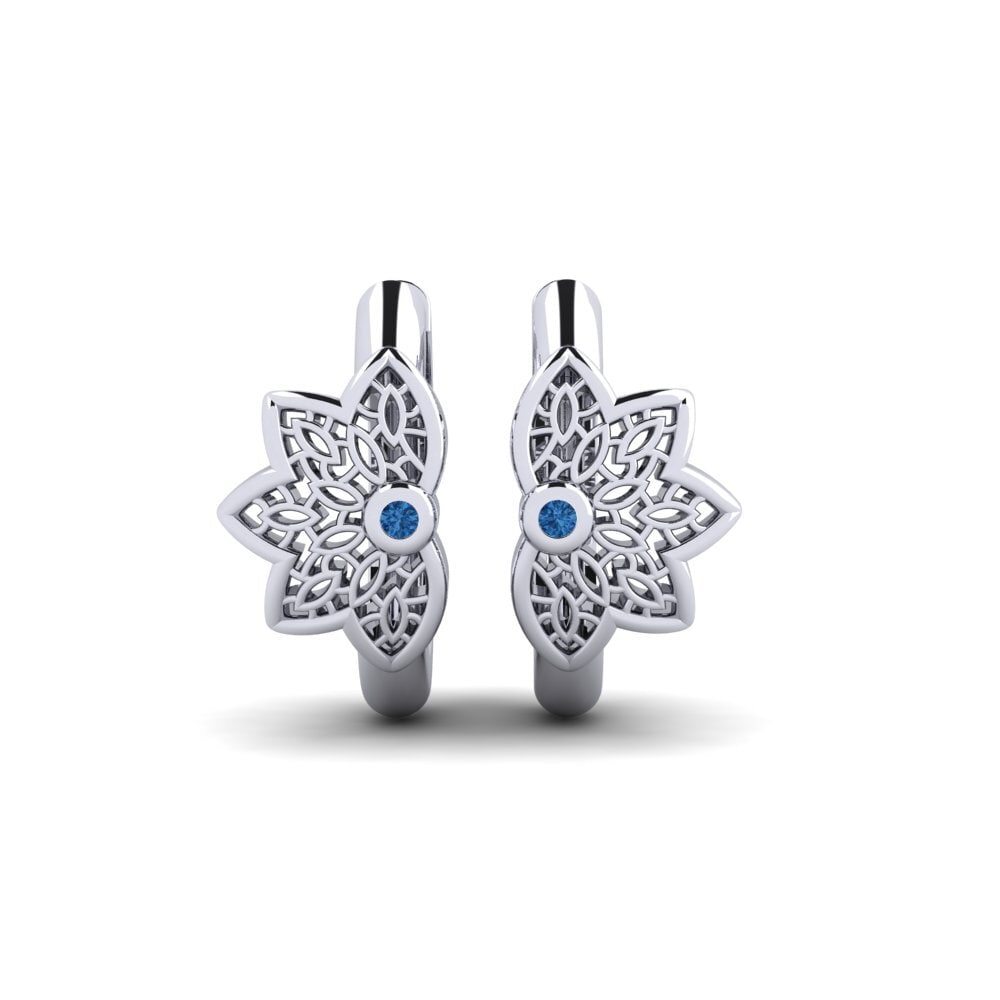 White Silver Dark Blue Zirconia Women's Earring Celsiusgatan