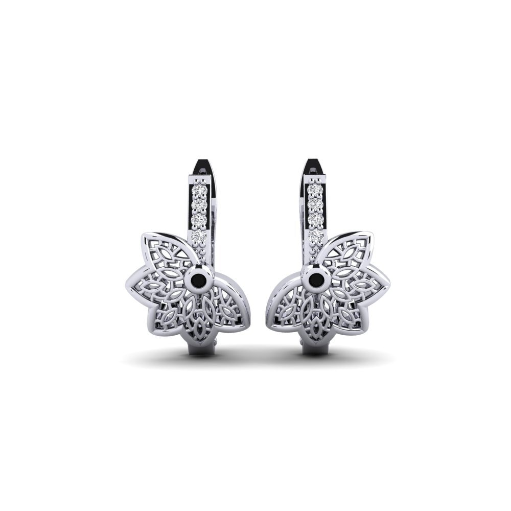 Plata 925 Diamante Negro Pendiente de mujer Djurgardsborn