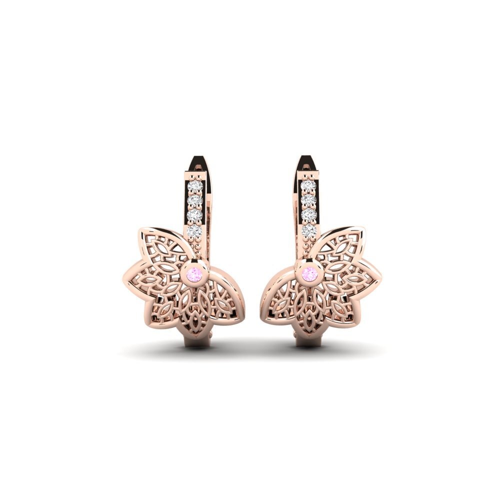 14k Oro Rosa Zafiro Rosado Pendiente de mujer Djurgardsborn