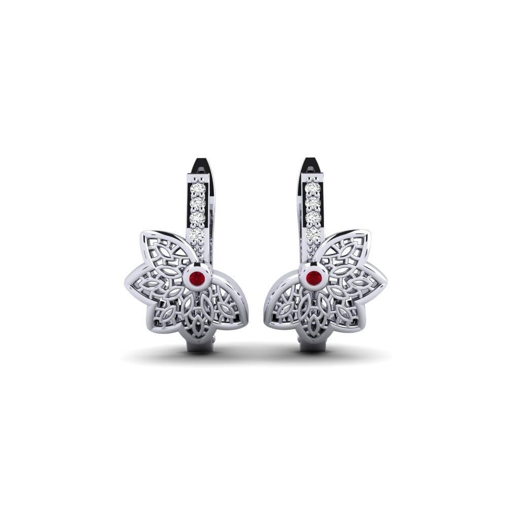 White Silver Red Zirconia Women's Earring Djurgardsborn