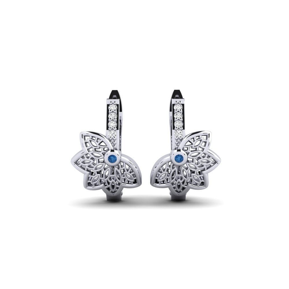 White Silver Dark Blue Zirconia Women's Earring Djurgardsborn