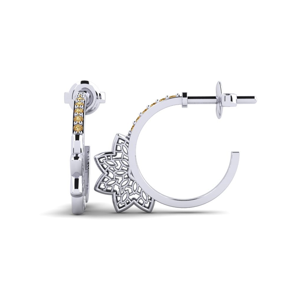 14k Oro Blanco Diamante café Pendiente de mujer Dobelnsgatan