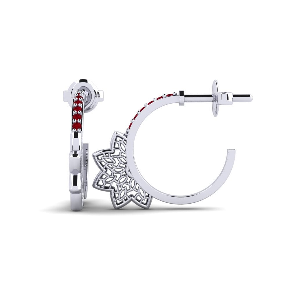 White Silver Red Zirconia Women's Earring Dobelnsgatan