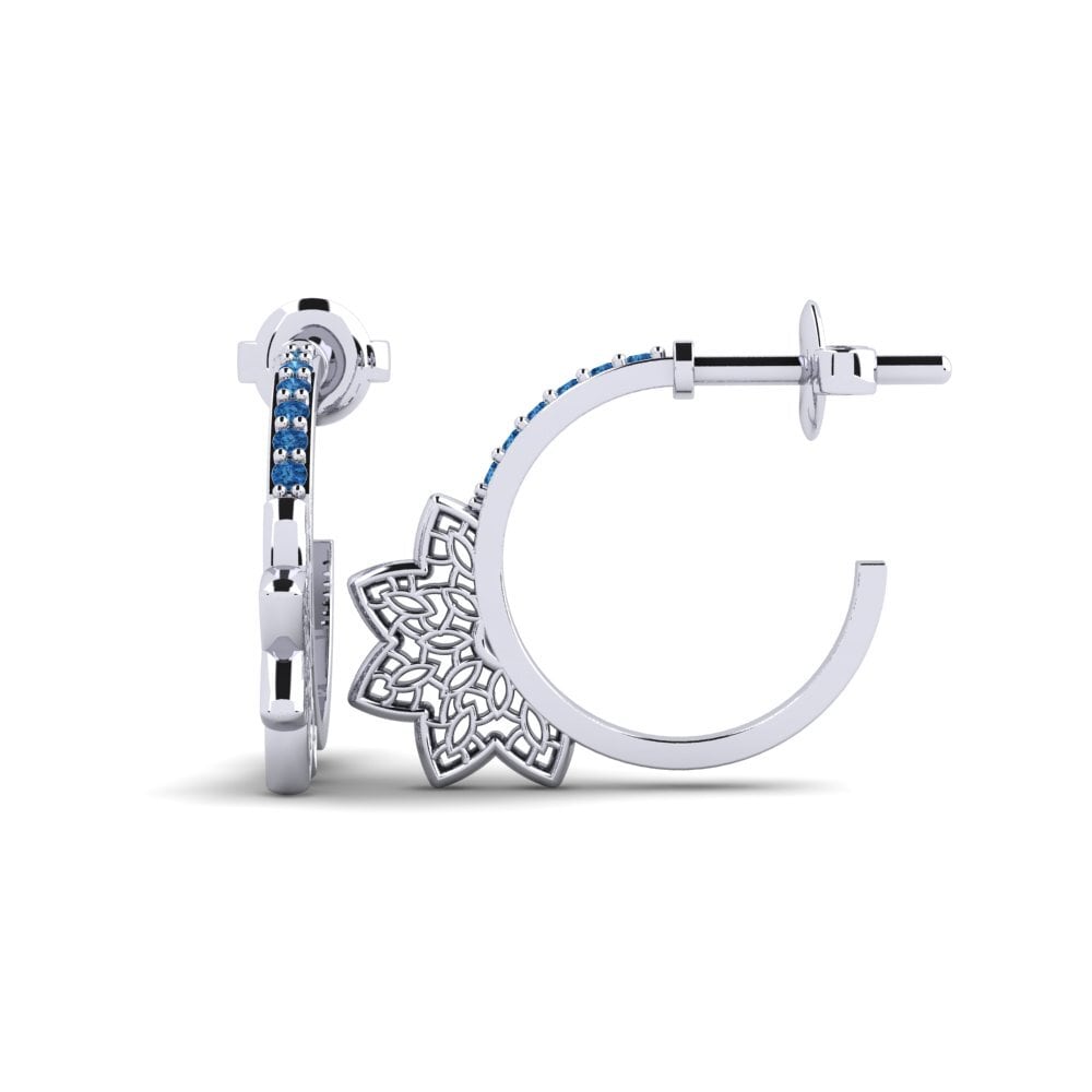 White Silver Dark Blue Zirconia Women's Earring Dobelnsgatan