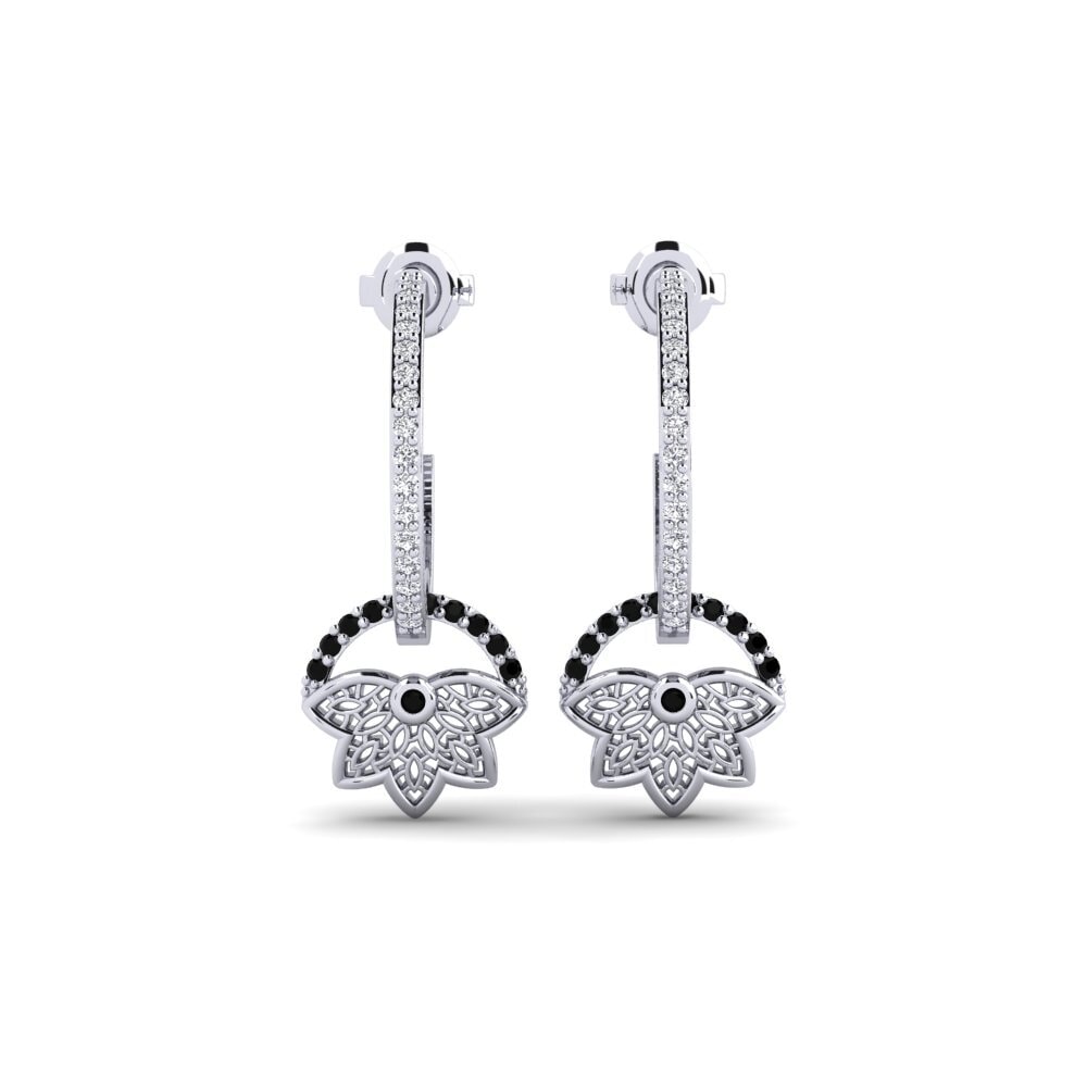 Plata 925 Diamante Negro Pendiente de mujer Drottninggatan