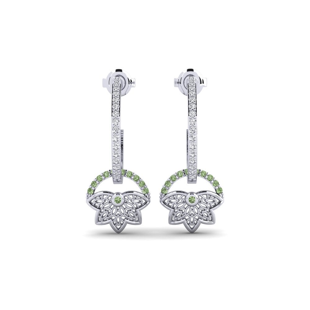 White Silver Green Diamond Women's Earring Drottninggatan
