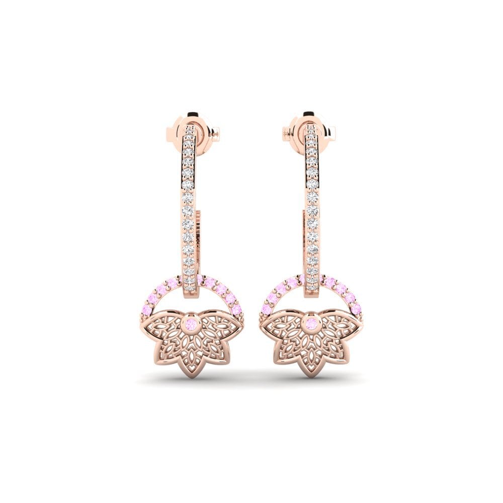 14k Oro Rosa Zafiro Rosado Pendiente de mujer Drottninggatan