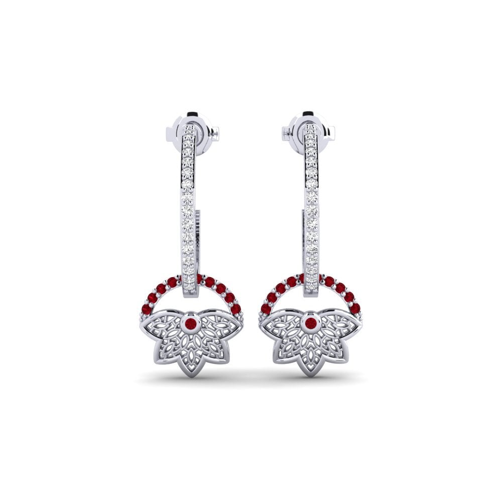 White Silver Red Zirconia Women's Earring Drottninggatan