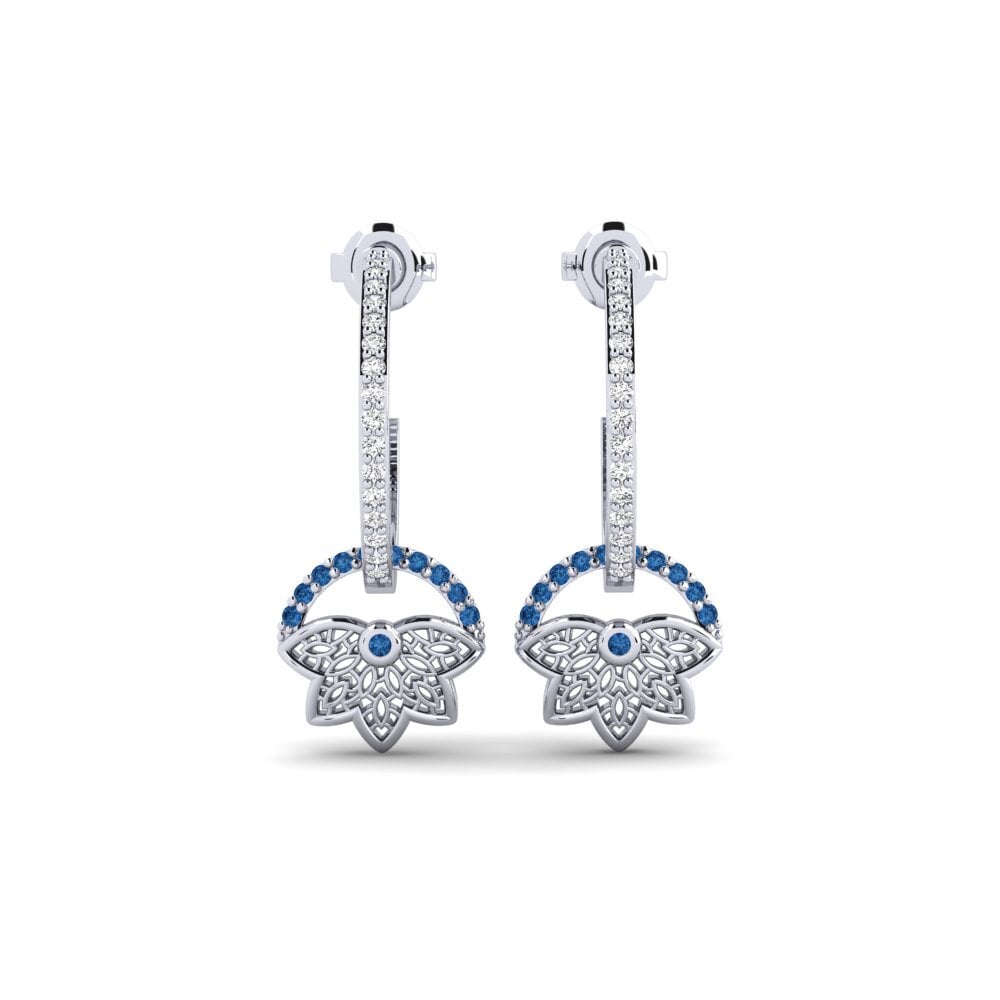 White Silver Dark Blue Zirconia Women's Earring Drottninggatan