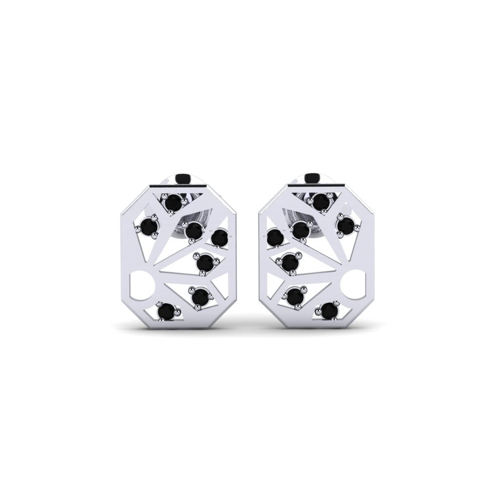 Plata 925 Diamante Negro Pendiente de mujer Leikata