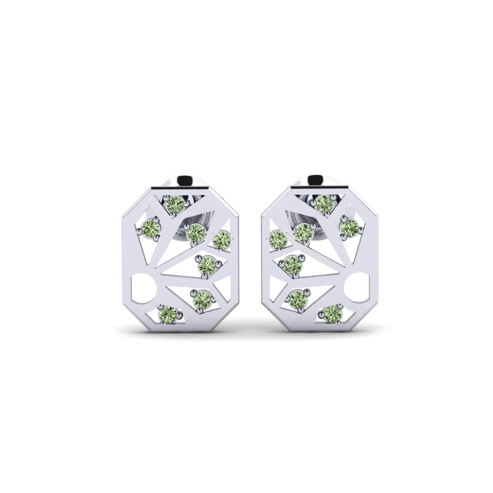 White Silver Green Diamond Women's Earring Leikata