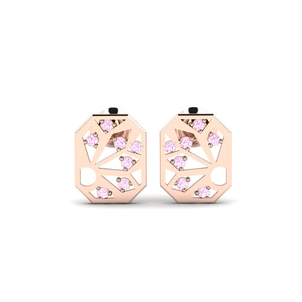 14k Oro Rosa Zafiro Rosado Pendiente de mujer Leikata