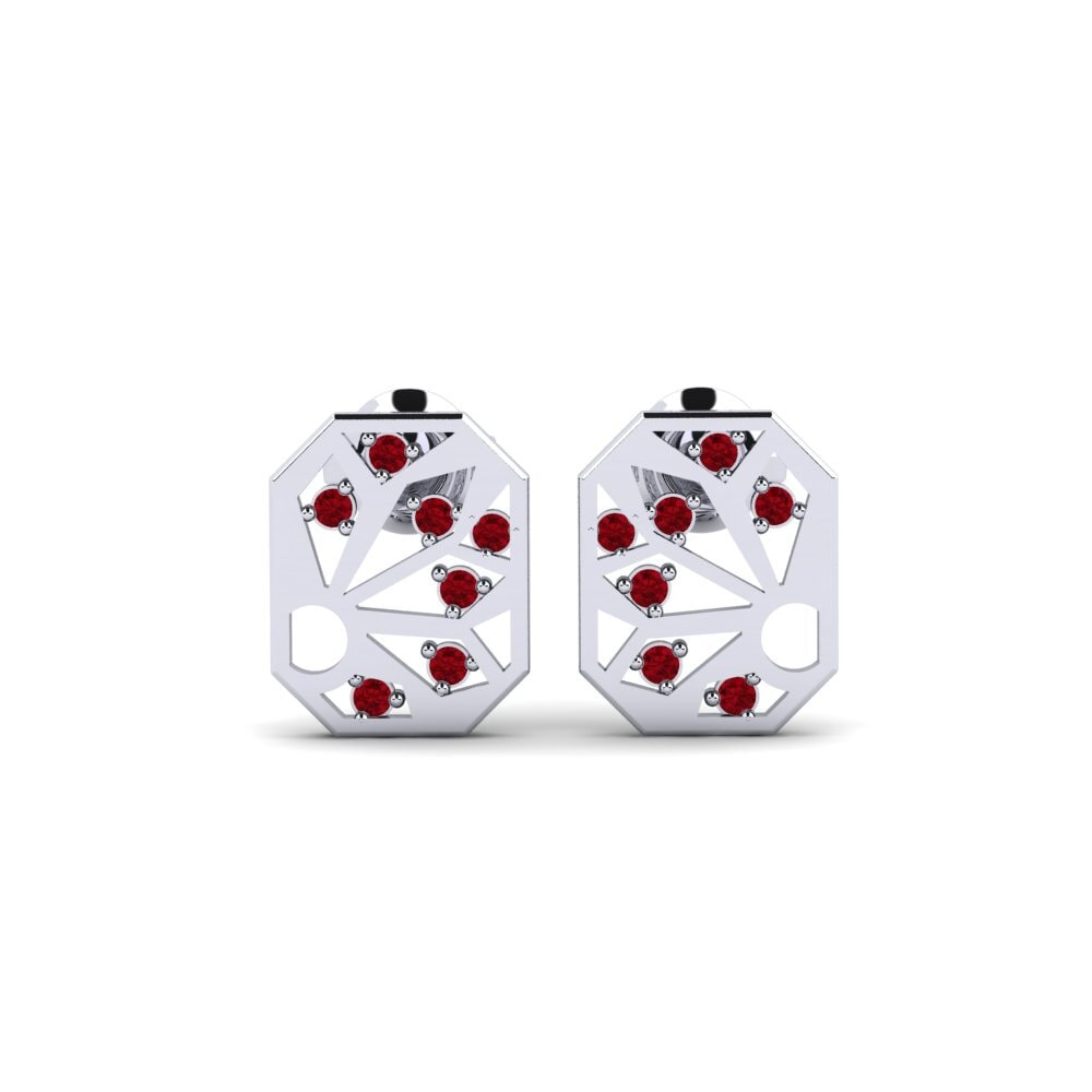 White Silver Red Zirconia Women's Earring Leikata