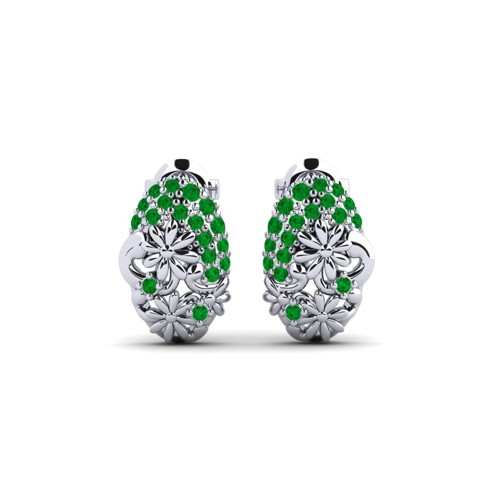 Plata 925 Esmeralda Pendiente de mujer Lindhagens
