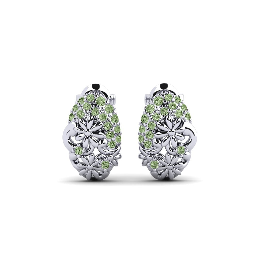White Silver Green Diamond Women's Earring Lindhagens