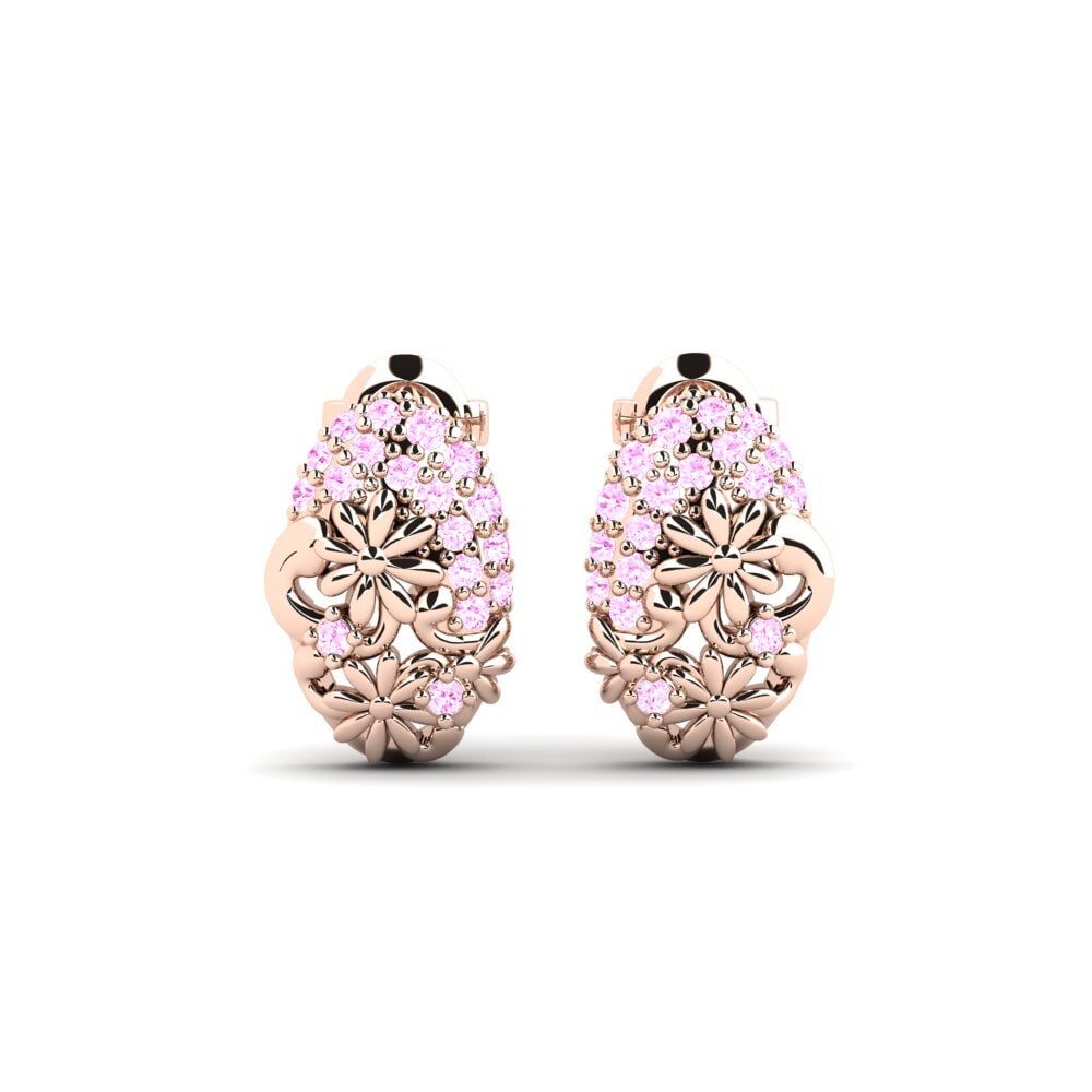 14k Oro Rosa Zafiro Rosado Pendiente de mujer Lindhagens