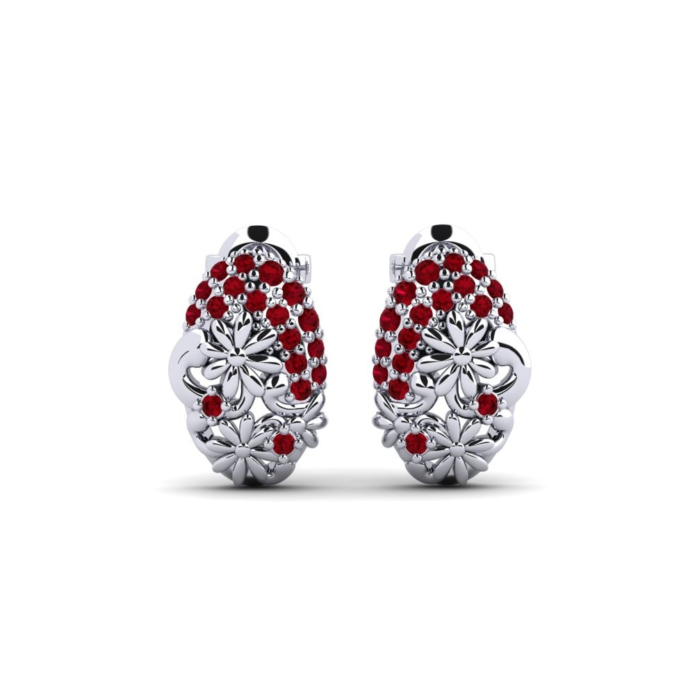 White Silver Red Zirconia Women's Earring Lindhagens