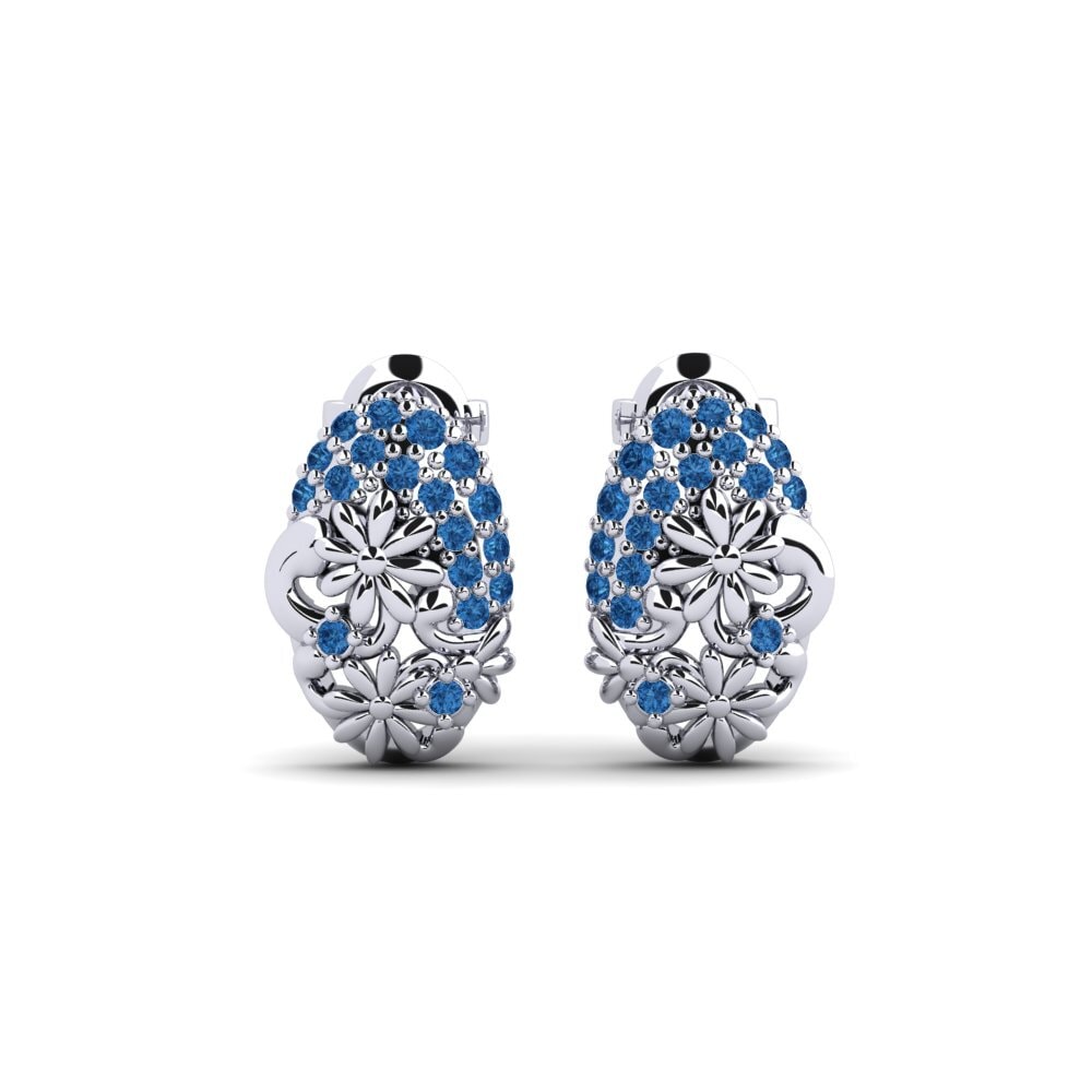 White Silver Dark Blue Zirconia Women's Earring Lindhagens