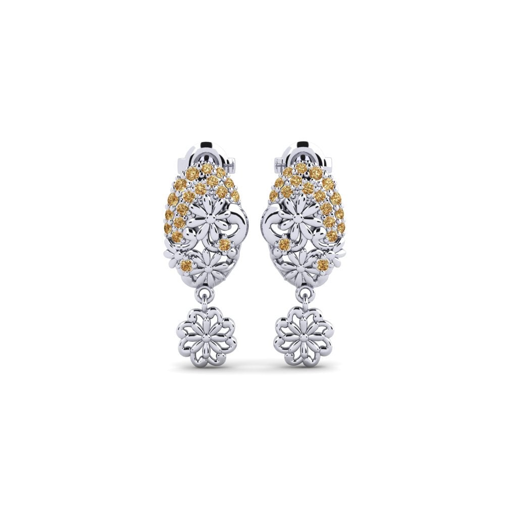 14k Oro Blanco Diamante café Pendiente de mujer Malmskillnads