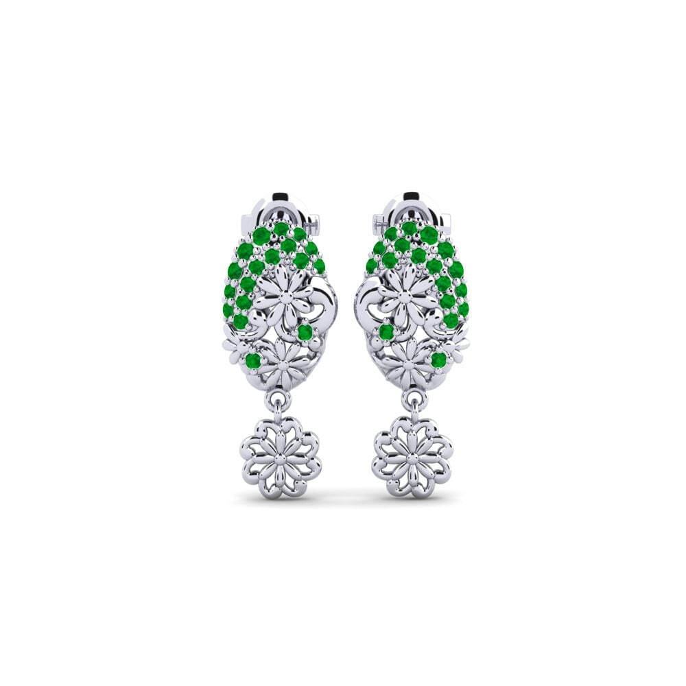 Plata 925 Esmeralda Pendiente de mujer Malmskillnads