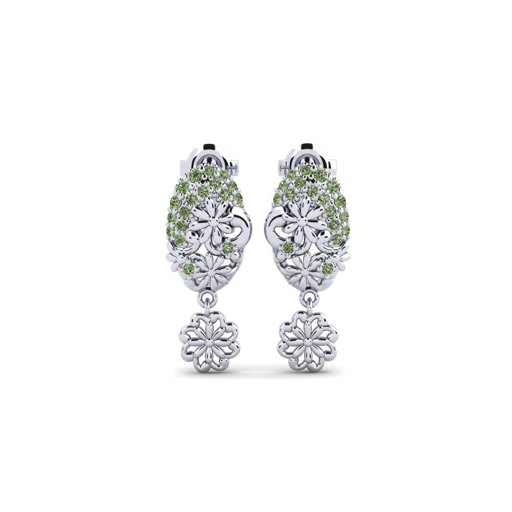 White Silver Green Diamond Women's Earring Malmskillnads