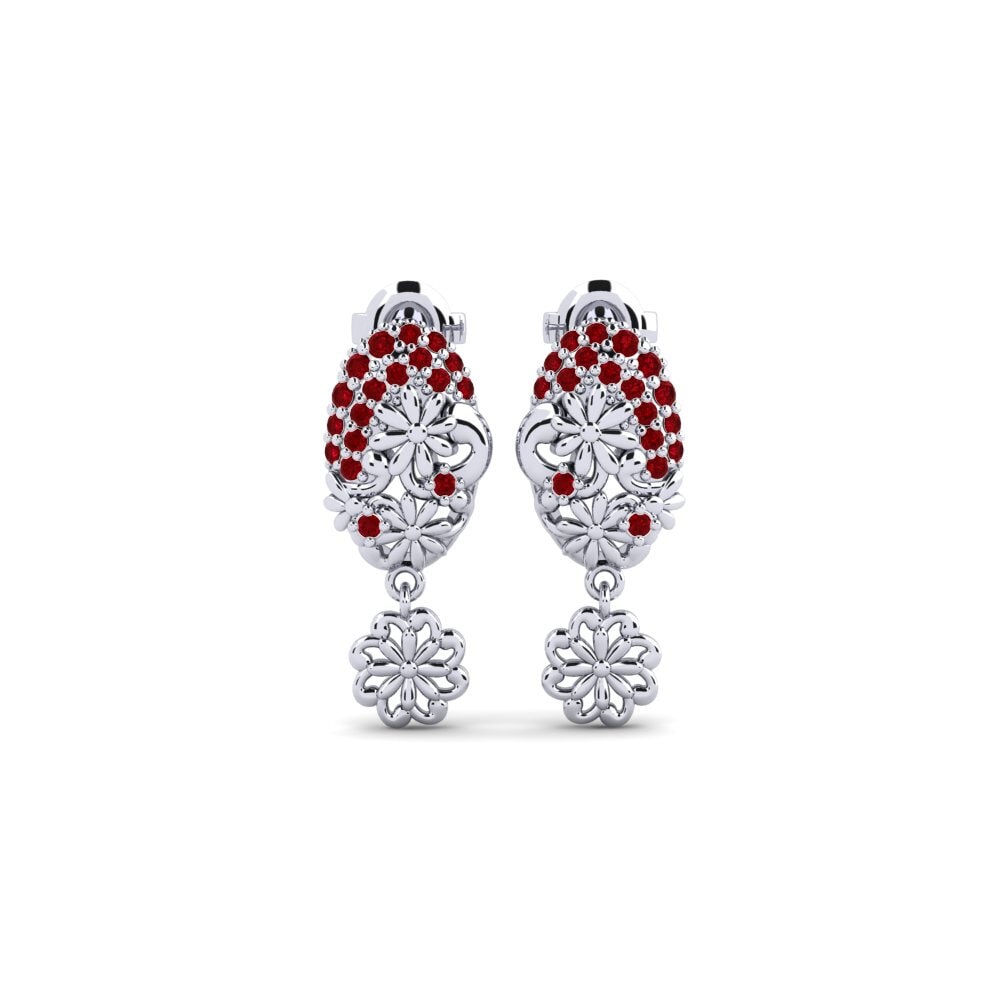 White Silver Red Zirconia Women's Earring Malmskillnads