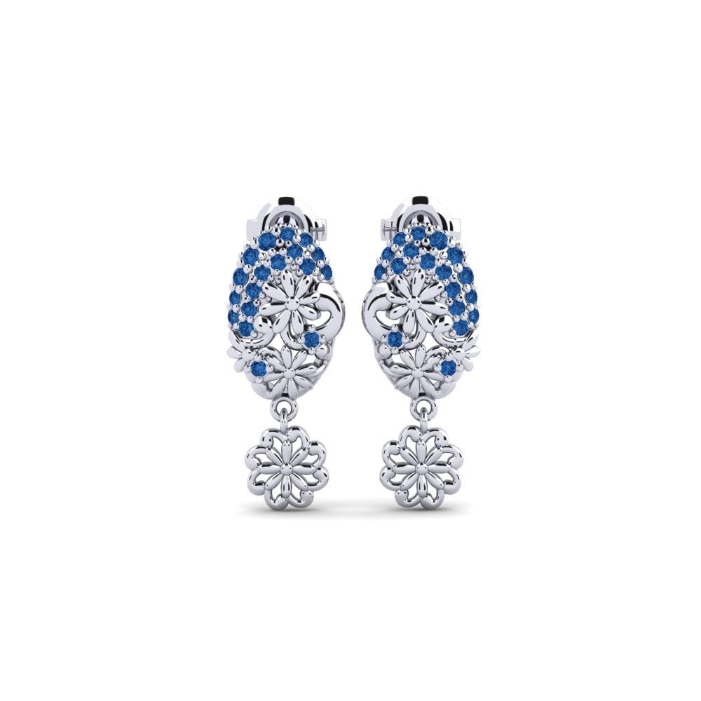 White Silver Dark Blue Zirconia Women's Earring Malmskillnads