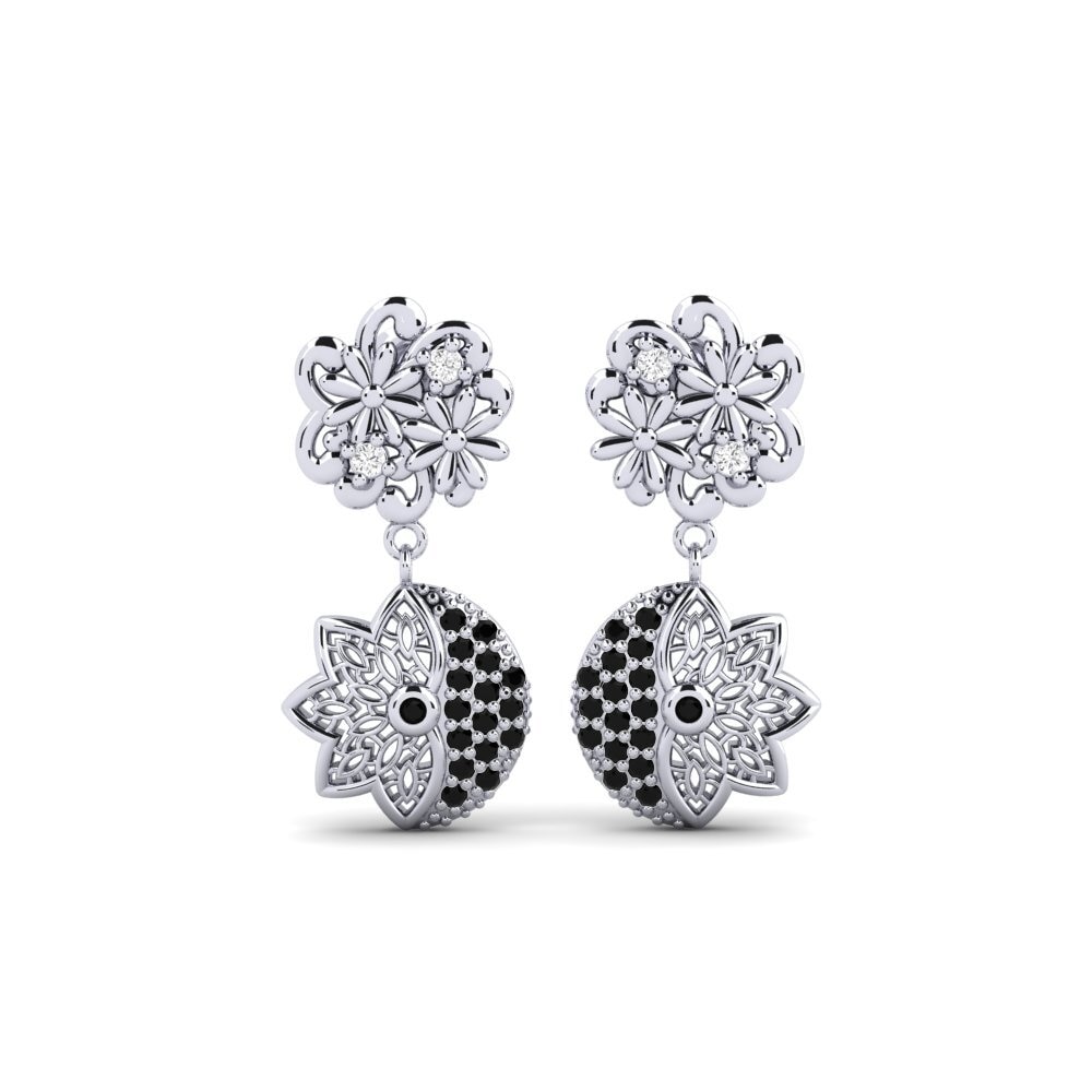 White Silver Black Sapphire Women's Earring Malmtorgs