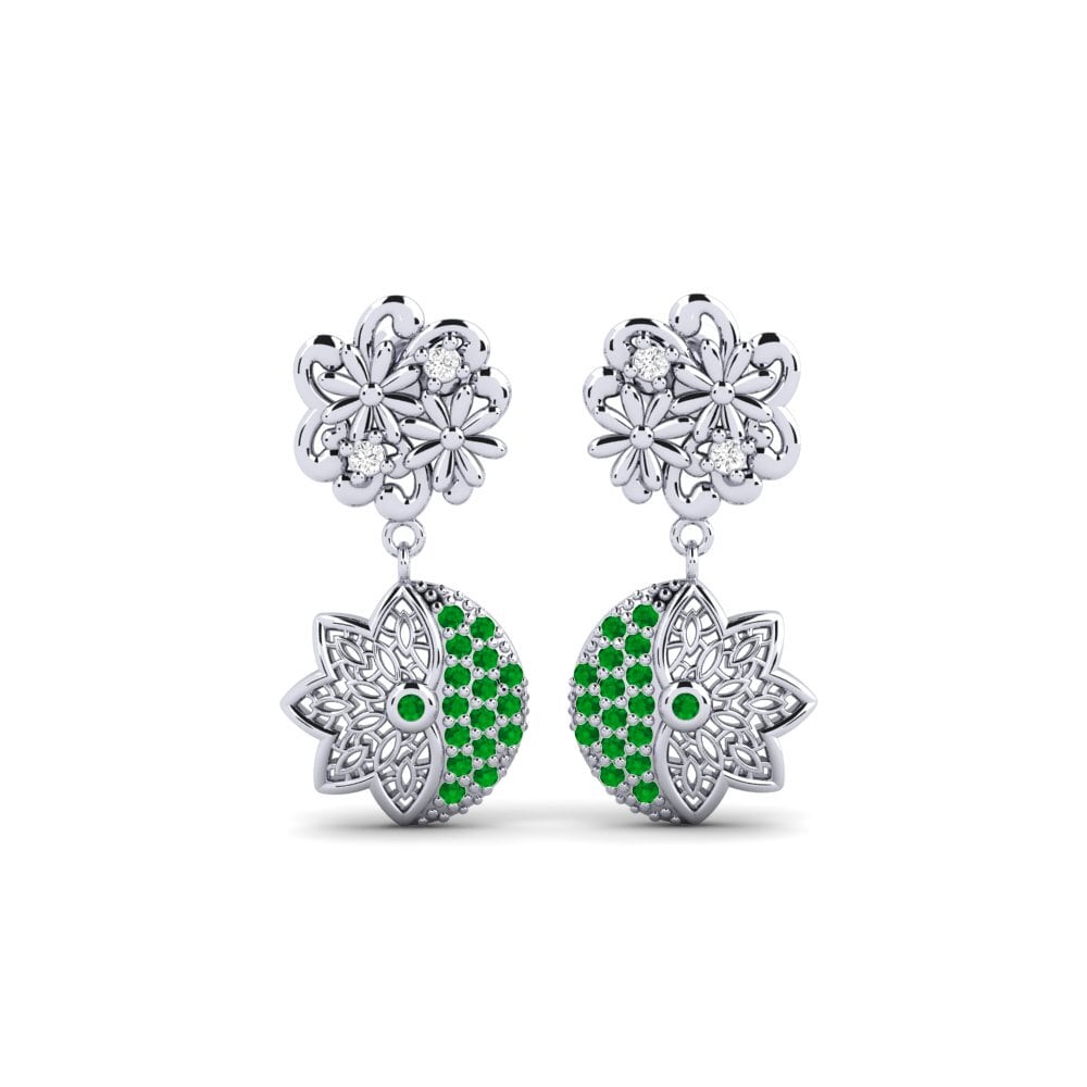 Plata 925 Esmeralda Pendiente de mujer Malmtorgs