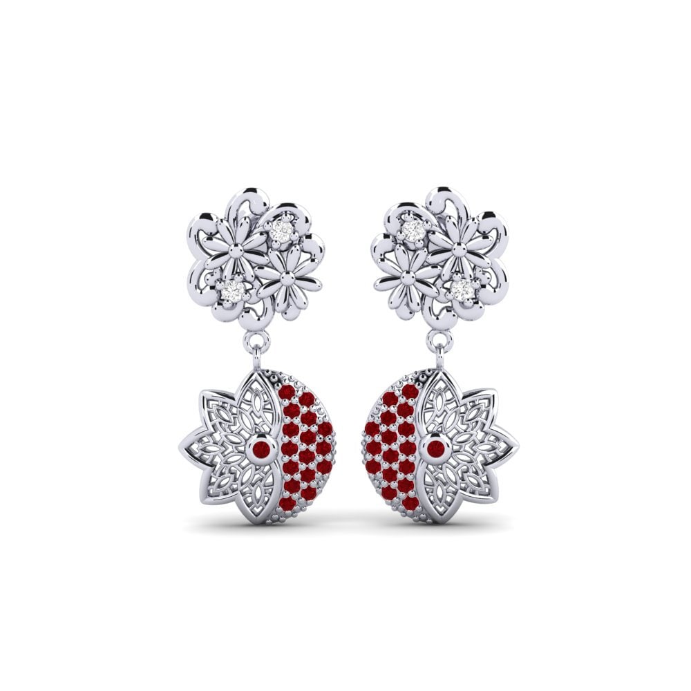 White Silver Red Zirconia Women's Earring Malmtorgs