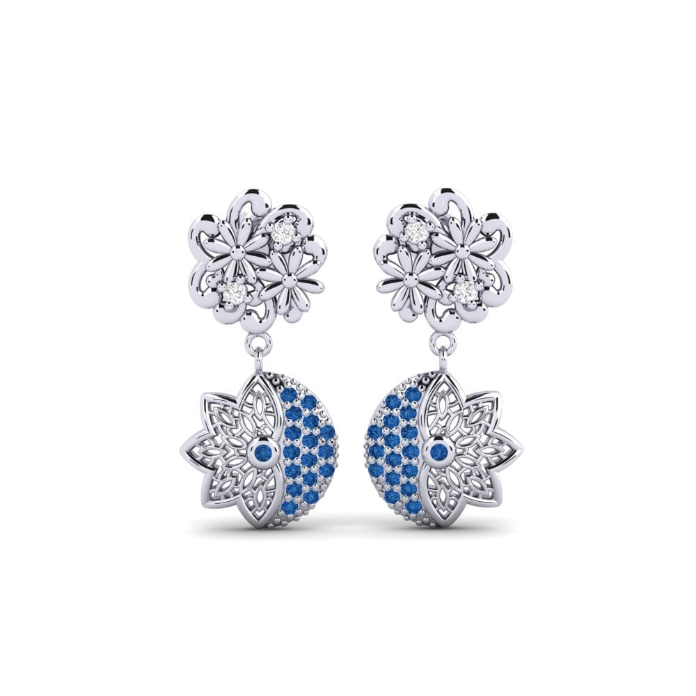 White Silver Dark Blue Zirconia Women's Earring Malmtorgs