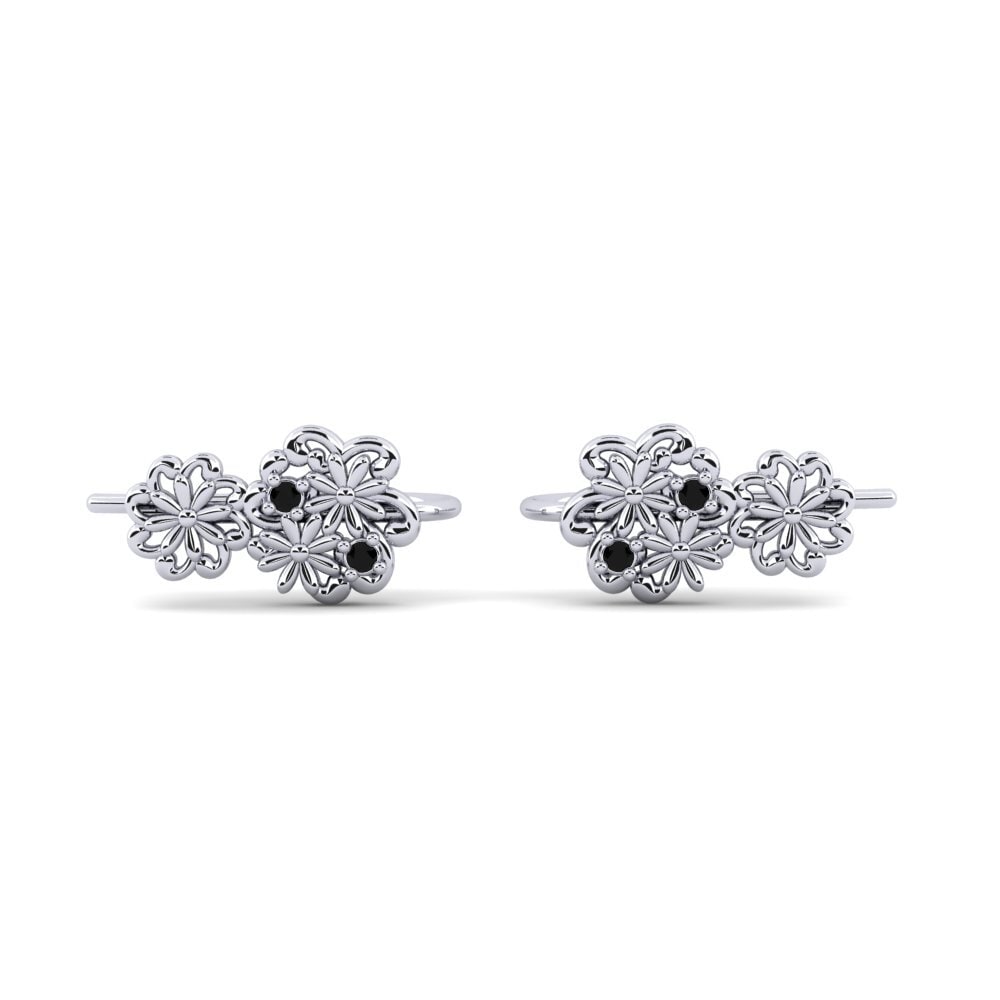 Plata 925 Diamante Negro Pendiente de mujer Oxtorget